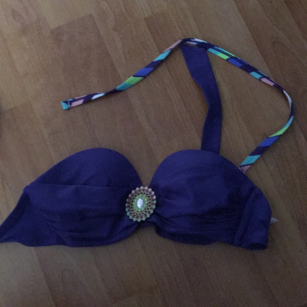 Xhiliration blue bikini top